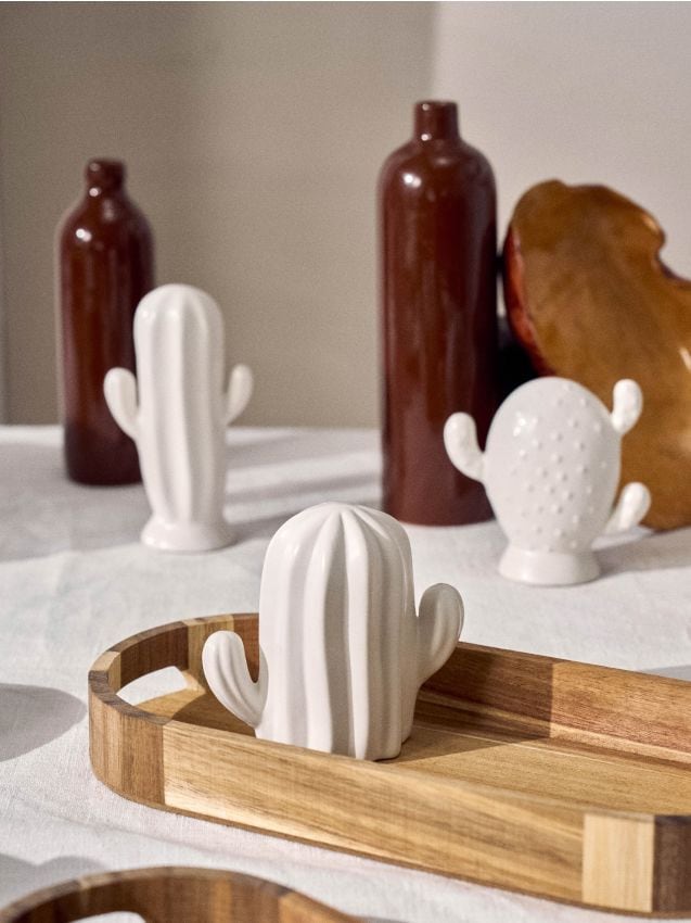 Sinsay - Decorațiuni de stat în formă de cactus 3 pack - alb