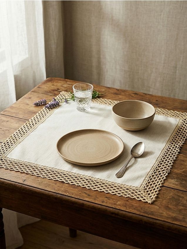 Sinsay - Față de masă decorativă cu finisaj ajurat - crem