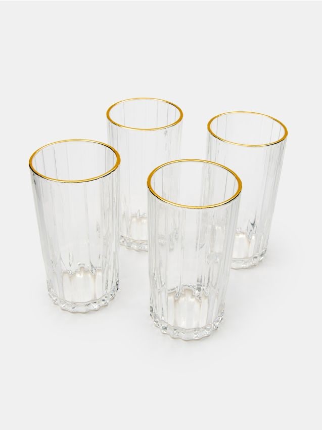 Sinsay - Set de pahare riliate cu margine aurie 4 pack - clear