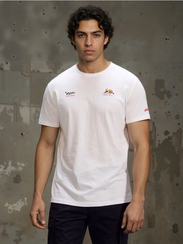 Sinsay - Tricou din bumbac cu mânecă scurtă - alb