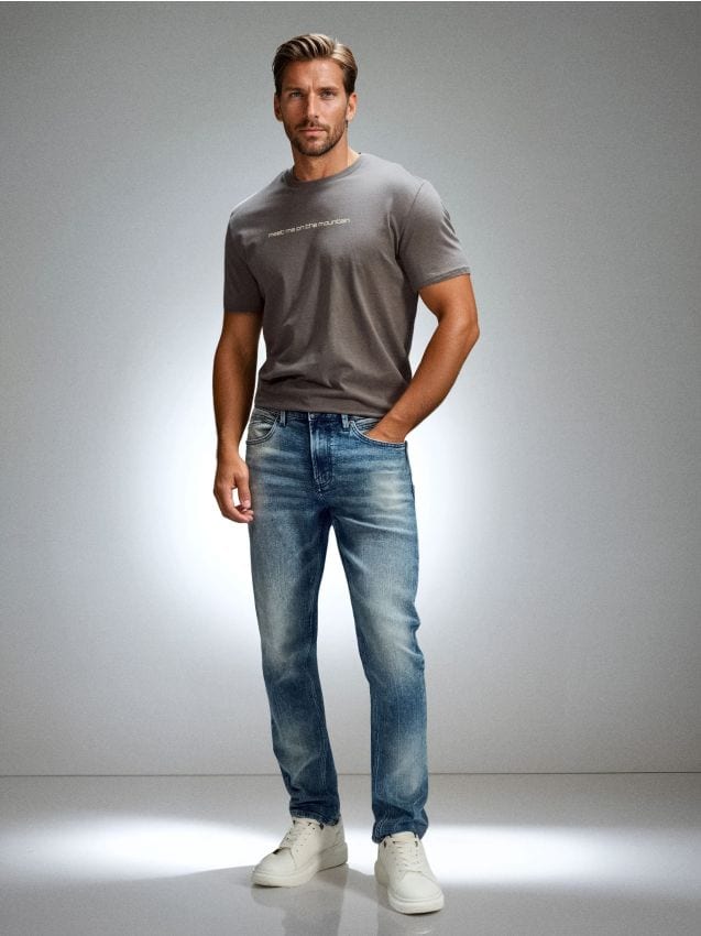 Sinsay - Blugi slim fit cu efect de spălare - albastru