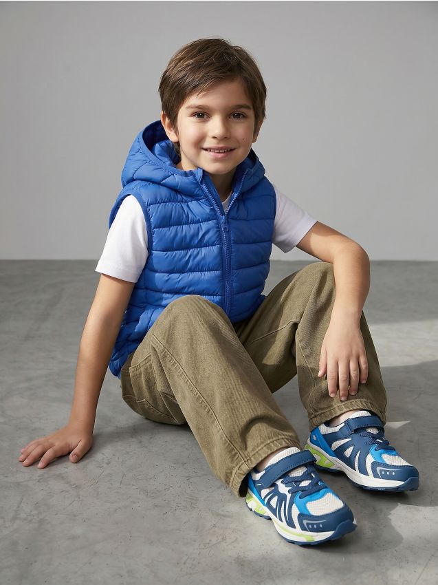 Sinsay - Vestă puffer matlasată cu glugă - mid blue
