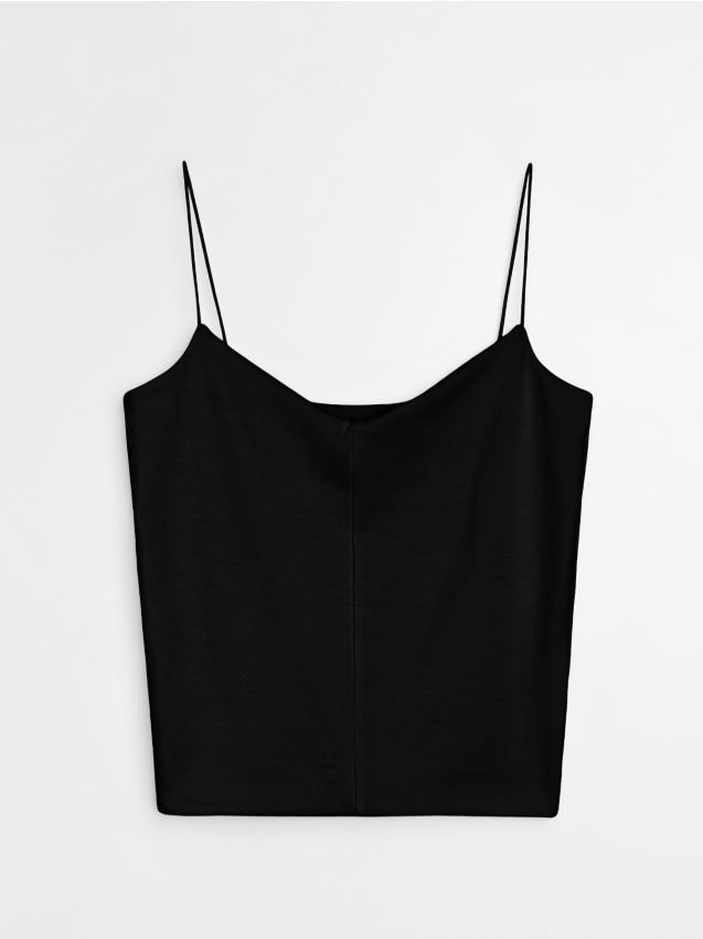 Sinsay - Top din bumbac cu bretele - negru