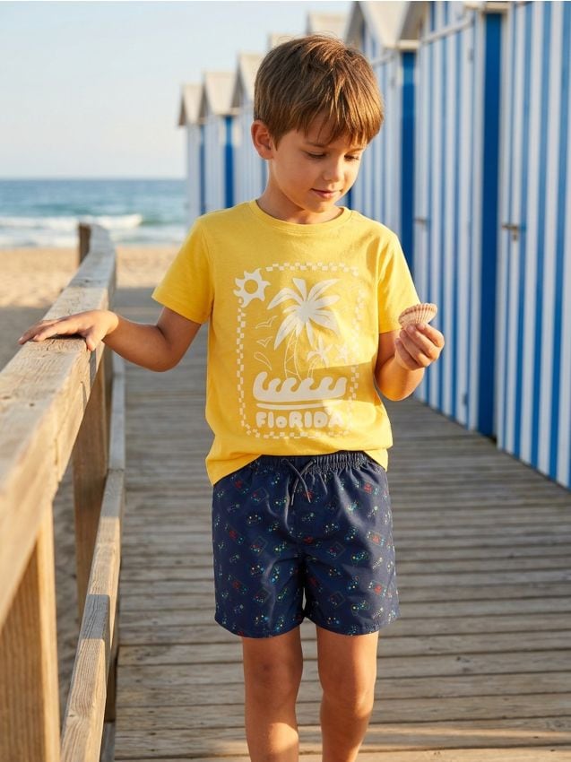 Sinsay - Szorty kąpielowe z motywem gamingowym - granatowy