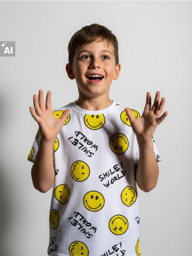 Sinsay - Tricou SmileyWorld® - alb