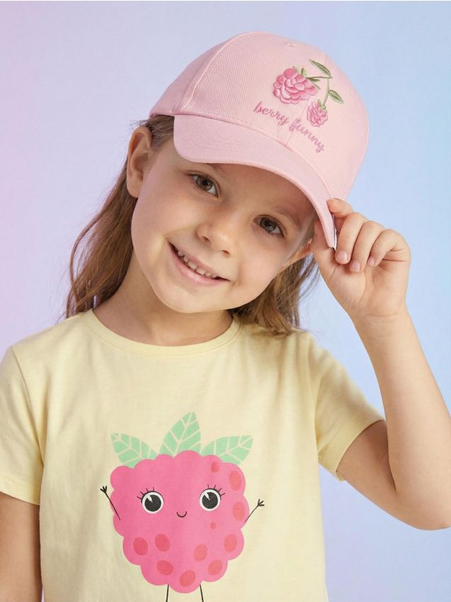 Sinsay - Bawełniana czapka z ozdobnym haftem - różowy