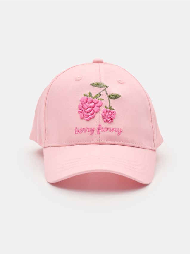 Sinsay - Șapcă din bumbac cu broderie decorativă - roz