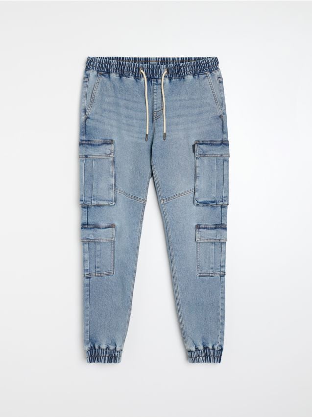 Sinsay - Pantaloni jogger din denim - albastru