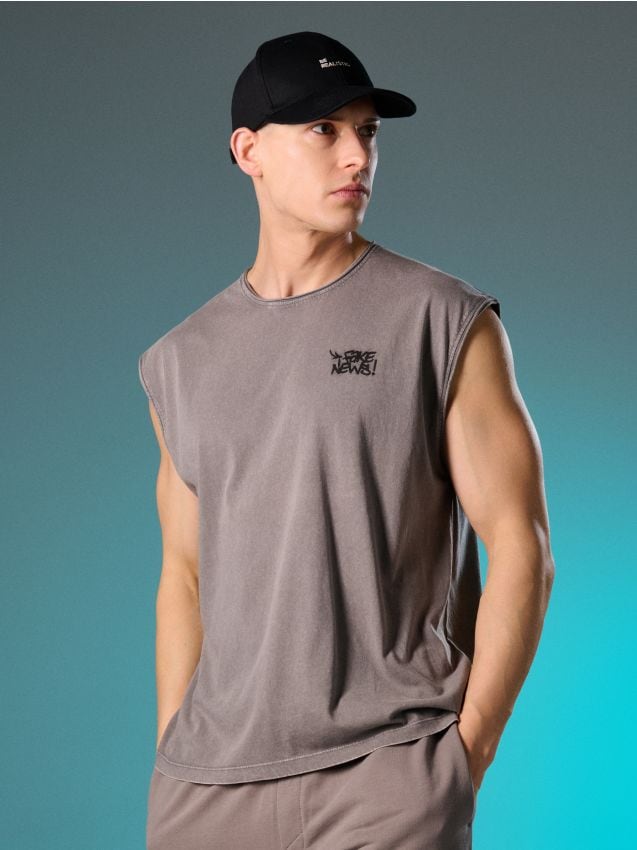 Sinsay - Tank top din bumbac - gri-neutru