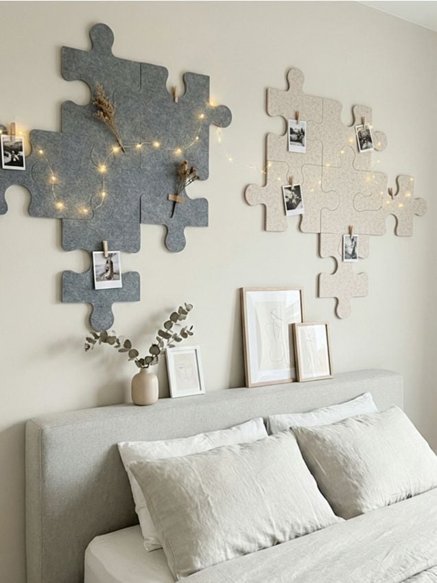 Sinsay - Panou de perete în formă de puzzle 9 pack - bej