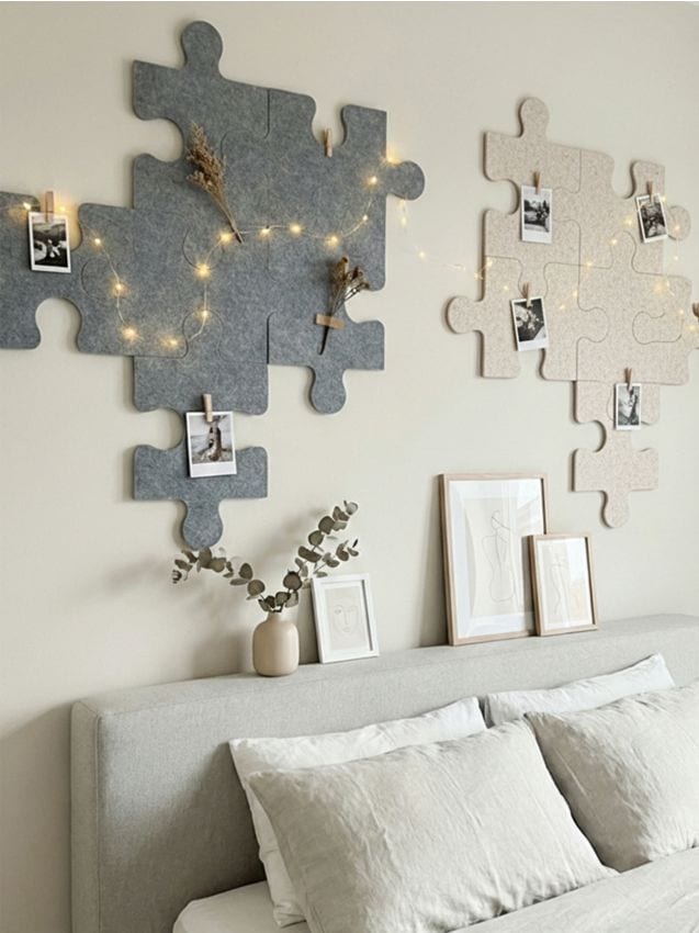 Sinsay - Panou de perete în formă de puzzle 9 pack - gri-închis