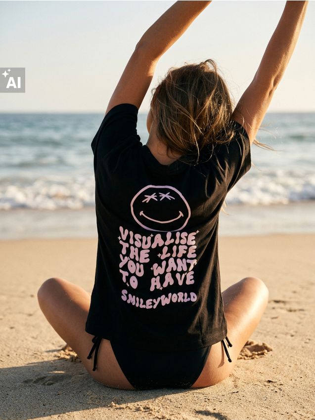 Sinsay - Tricou loose fit SmileyWorld® - negru