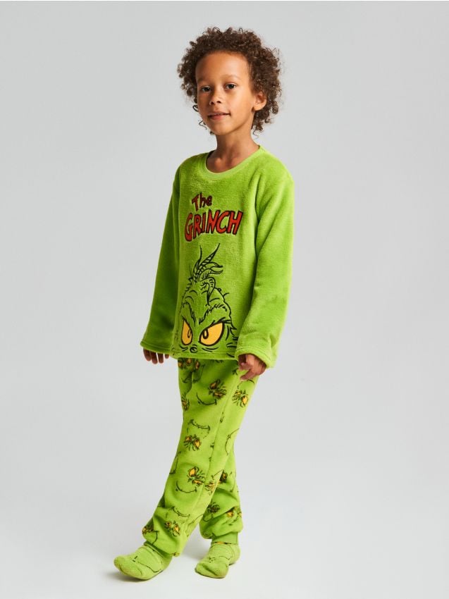 Sinsay - Dvojdielne flísové pyžamo Grinch - žlto-zelená