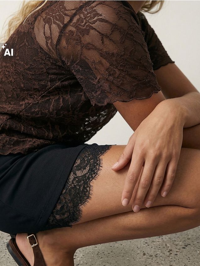 Sinsay - Fustă mini cu dantelă - negru