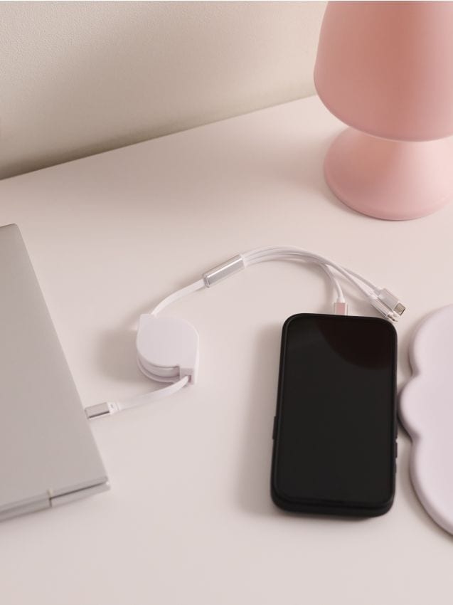 Sinsay - USB kábel 3 v 1 - biela