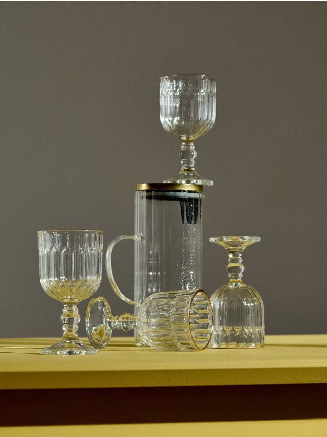 Sinsay - Set de pahare cu textură și margine aurie 4 pack - clear