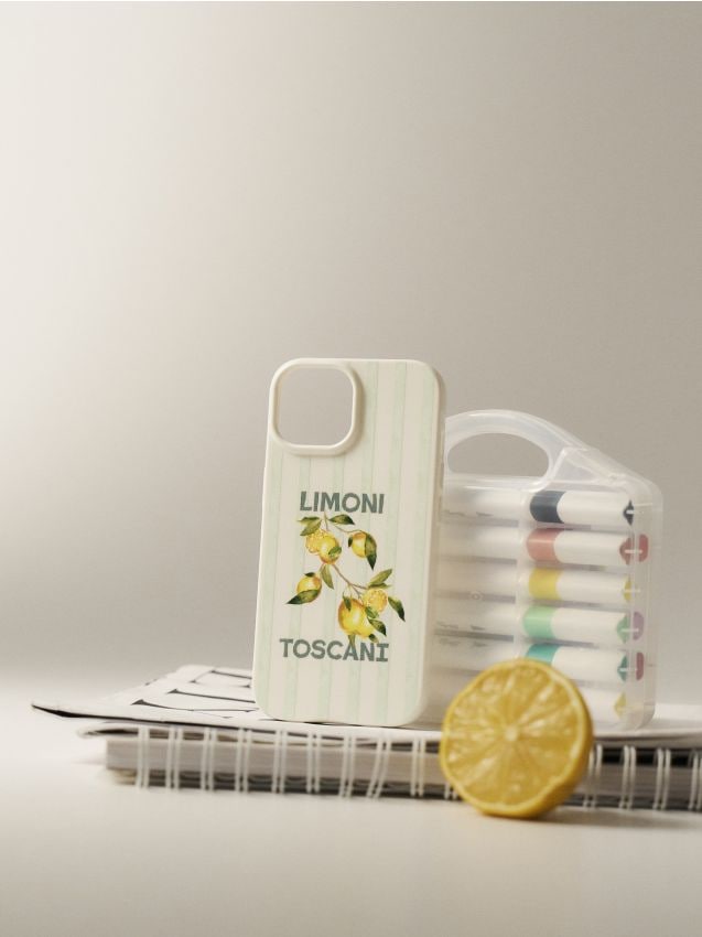 Sinsay - Husă pentru iPhone 15 cu motiv de lămâi - verde-pal