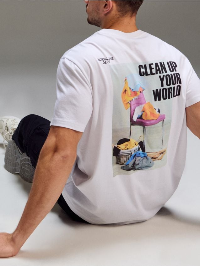 Sinsay - Tricou din bumbac cu imprimeu - alb