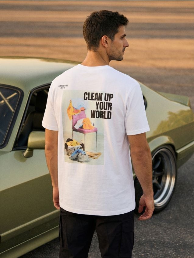 Sinsay - Tricou din bumbac cu imprimeu - alb