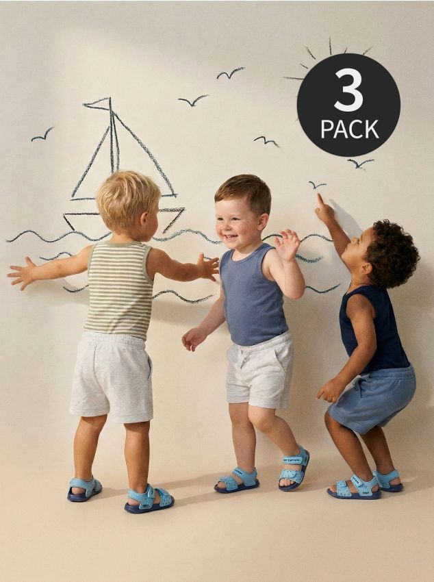 Sinsay - Body din bumbac fără mâneci 3 pack - crem
