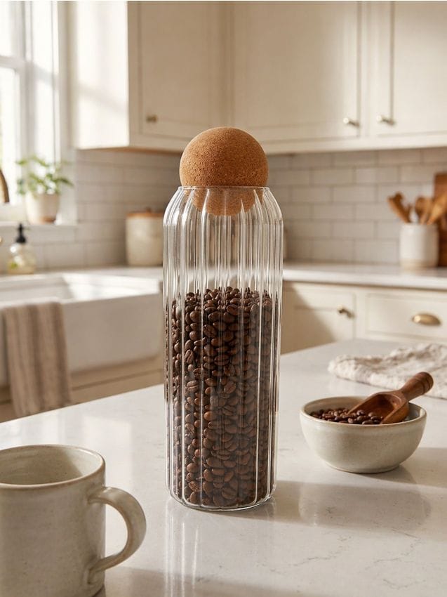 Contenitore in vetro per alimenti con coperchio in sughero - caffè