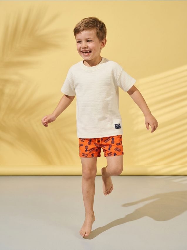 Sinsay - Kąpielówki z nadrukiem wakacyjnym - pomarańczowy