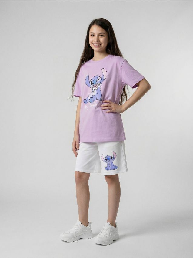 Sinsay - Tricou din bumbac cu imprimeu Stitch - lavand