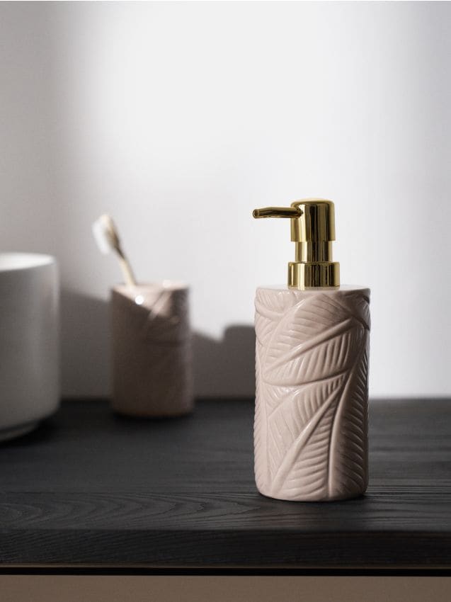 Sinsay - Dozator pentru săpun cu motiv vegetal - bej