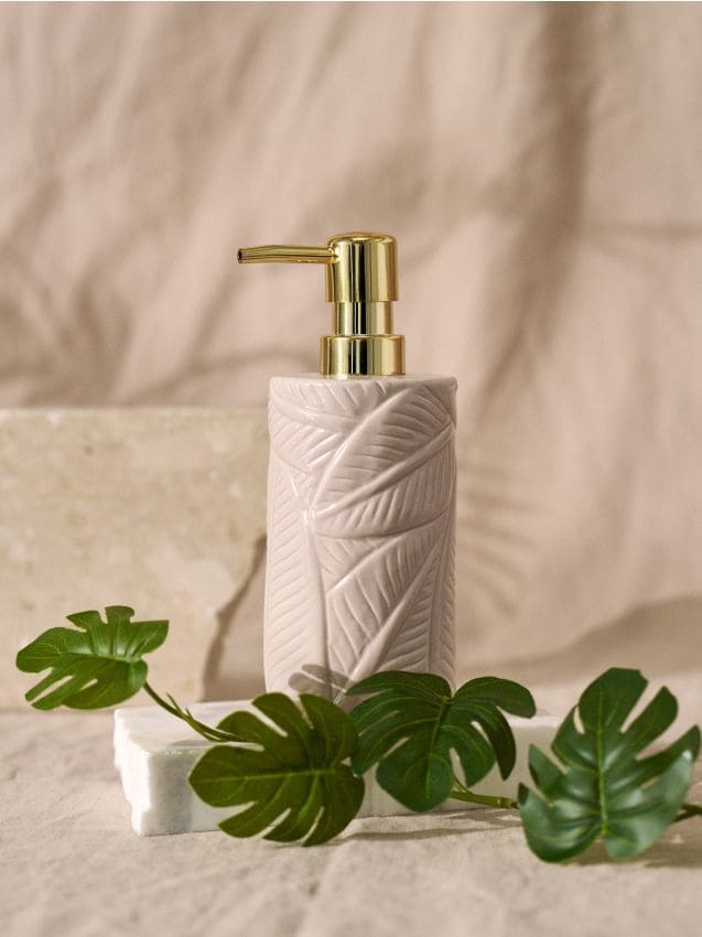 Sinsay - Dozator pentru săpun cu motiv vegetal - bej