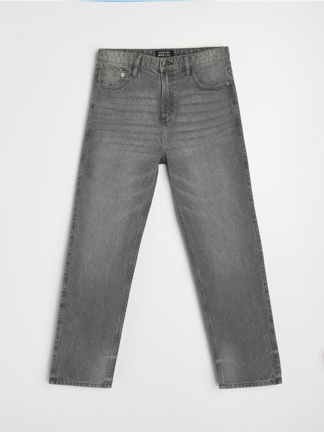 Sinsay - Jeansy loose fit z elektem sprania - szary