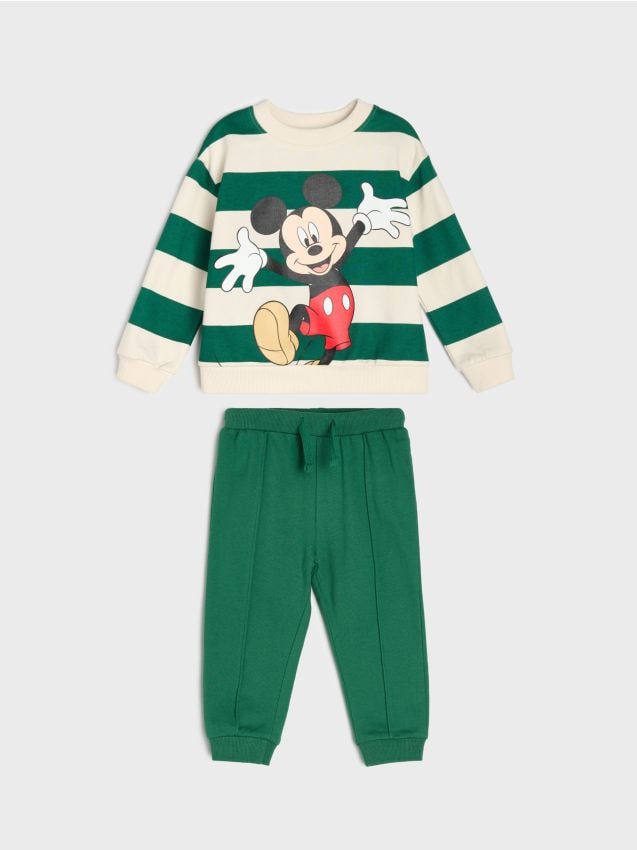 Sinsay - Set din bumbac: bluză și pantaloni Mickey Mouse - crem