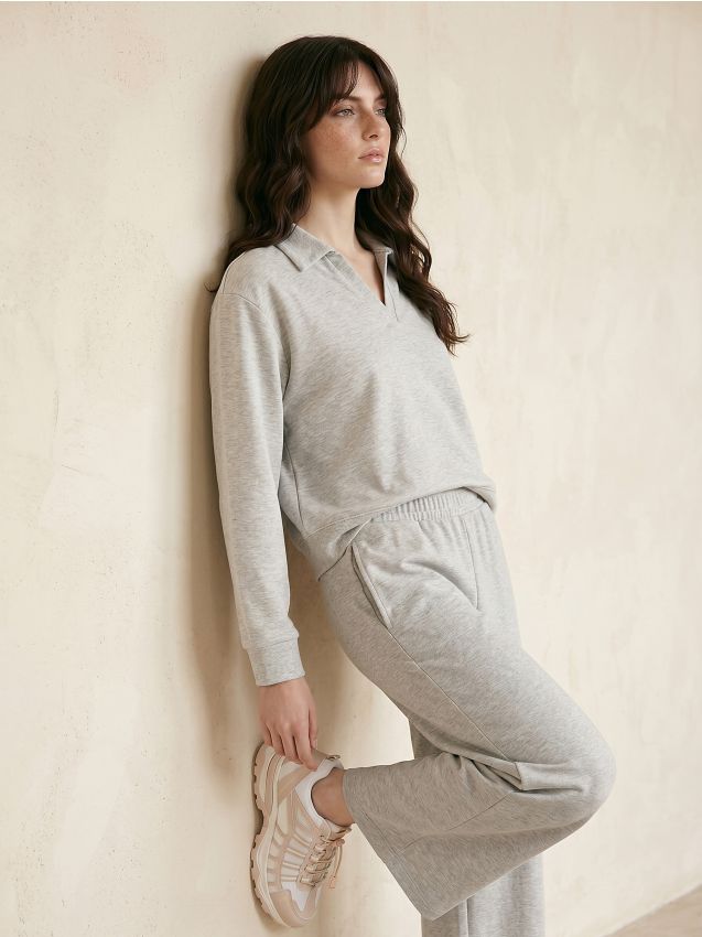 Sinsay - Bluza polo z domieszką wiskozy soft touch - szary