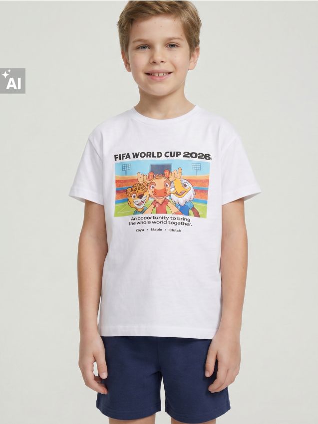 Sinsay - Tricou din bumbac cu imprimeu FIFA World Cup - crem