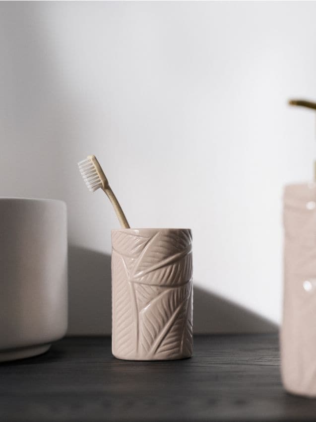 Sinsay - Suport pentru periuțe de dinți cu motiv vegetal - bej