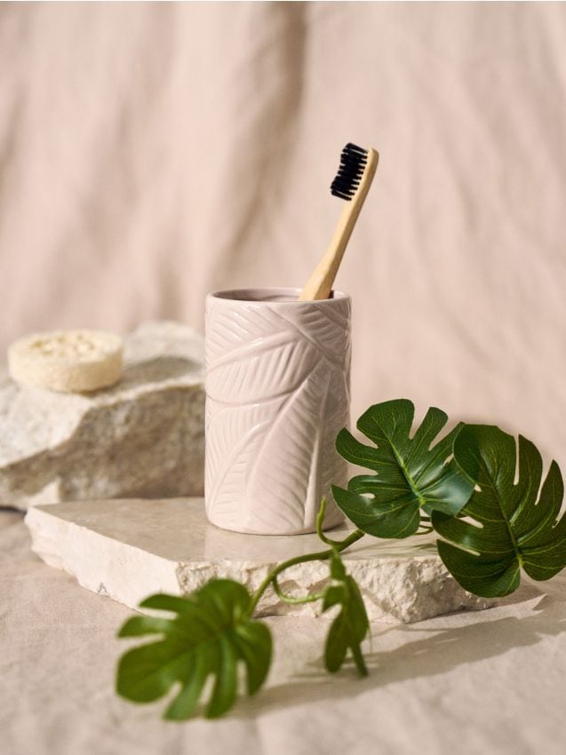 Sinsay - Suport pentru periuțe de dinți cu motiv vegetal - bej