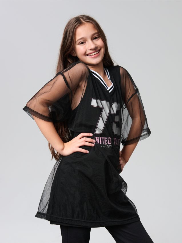 Sinsay - Tricou din bumbac cu inscripție - negru