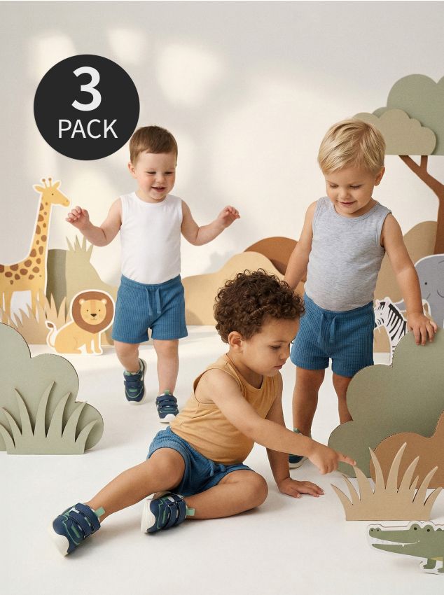 Sinsay - Body din bumbac fără mâneci 3 pack - crem