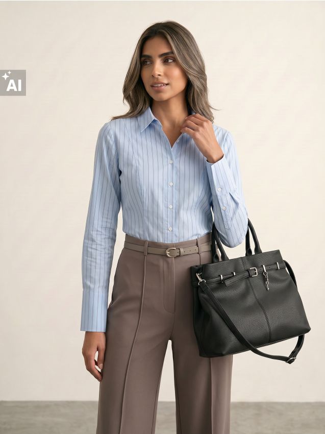 Sinsay - Cămașă slim fit din bumbac cu dungi verticale - multicolor