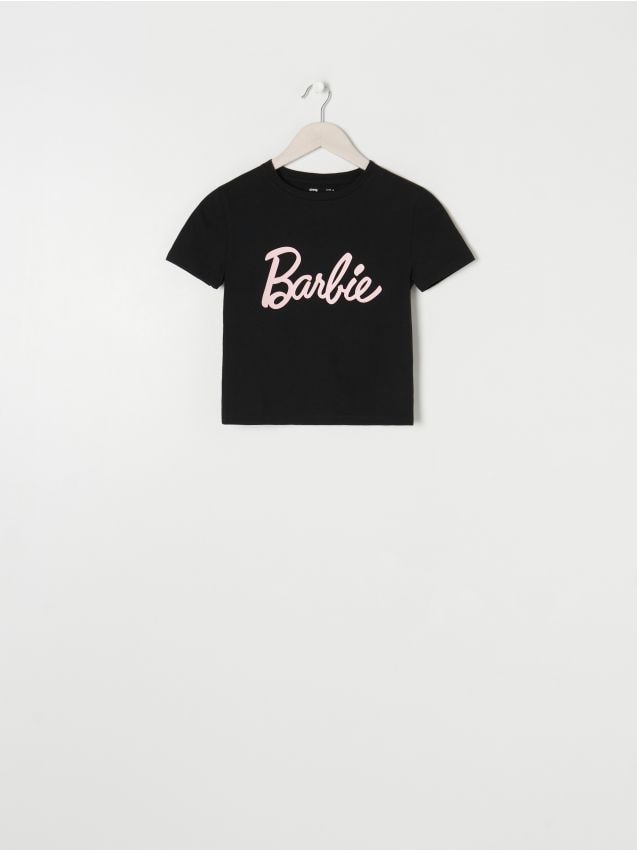 Sinsay - Tricou cu Barbie și inscripție - negru