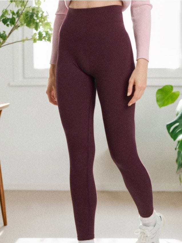 Sinsay - Rebrované legíny - burgundská červená