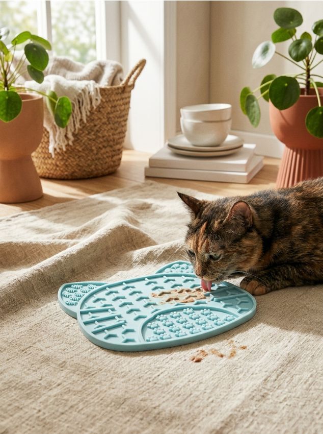 Sinsay - Covoraș din silicon pentru pisică care încetinește hrănirea - albastru-pal