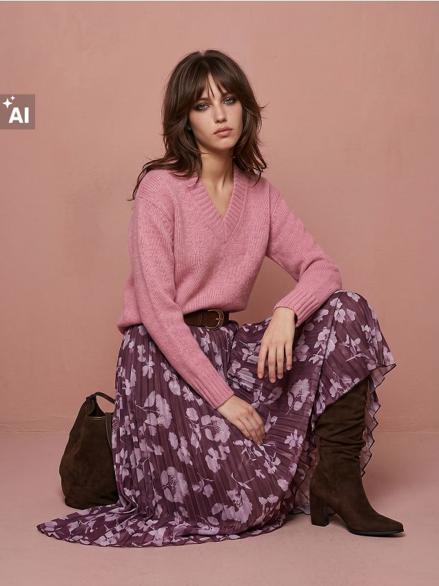 Sinsay - Fustă maxi plisată - multicolor