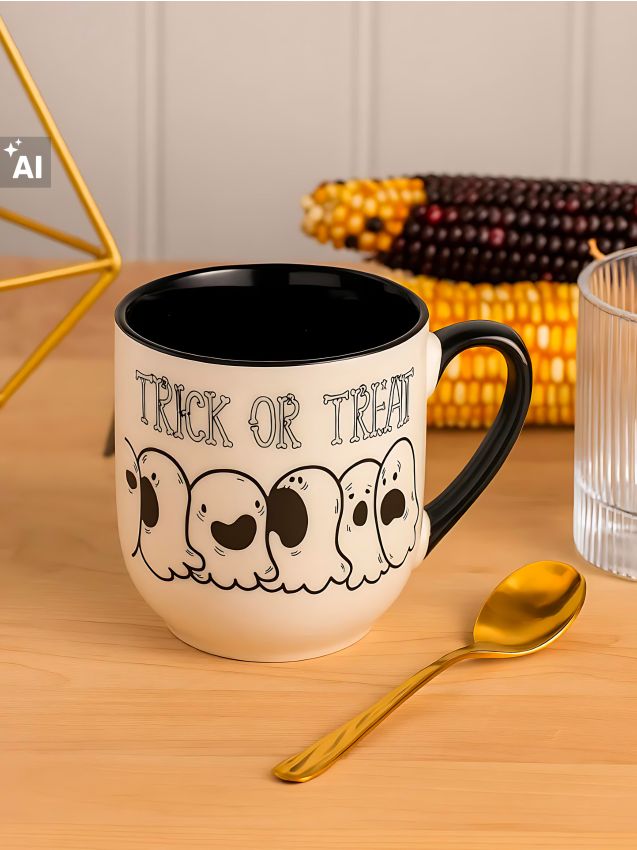 Sinsay - Cană ceramică cu toartă pentru Halloween - alb