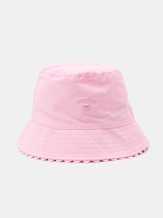 Sinsay - Pălărie din bumbac cu broderie - roz-pastel