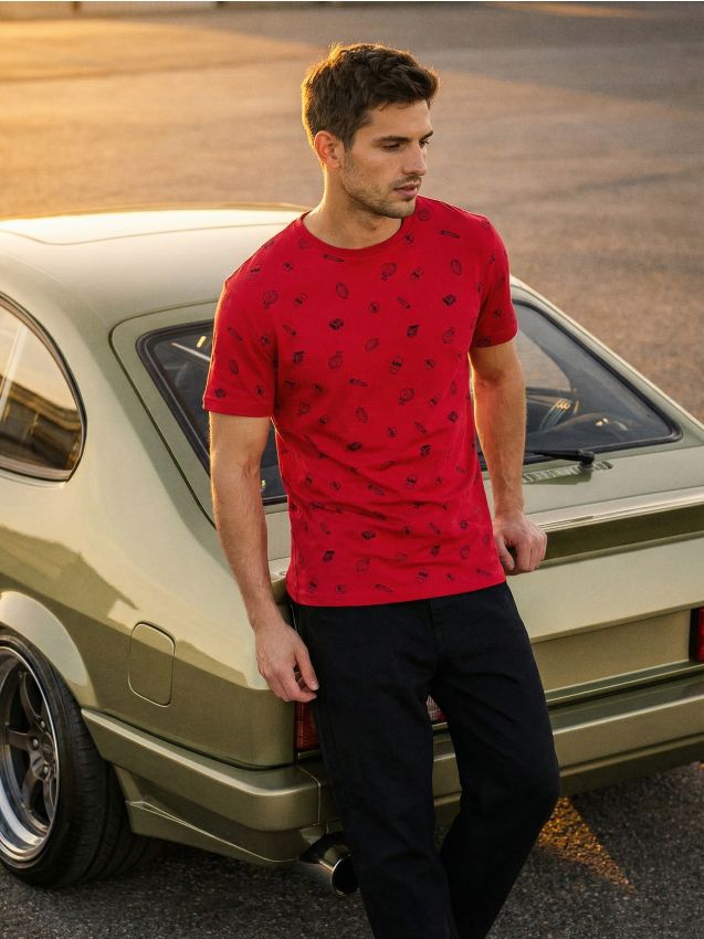 Sinsay - Tricou din bumbac cu model - roșu