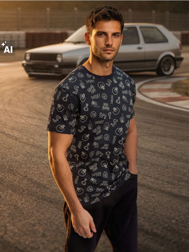 Sinsay - Tricou din bumbac cu model - bleumarin