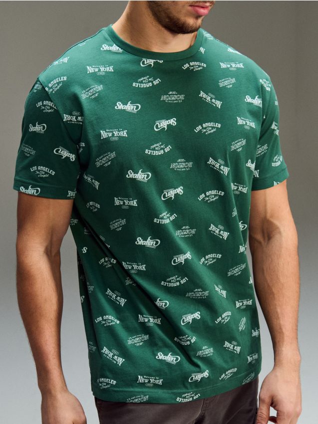 Sinsay - Tricou din bumbac cu model - verde