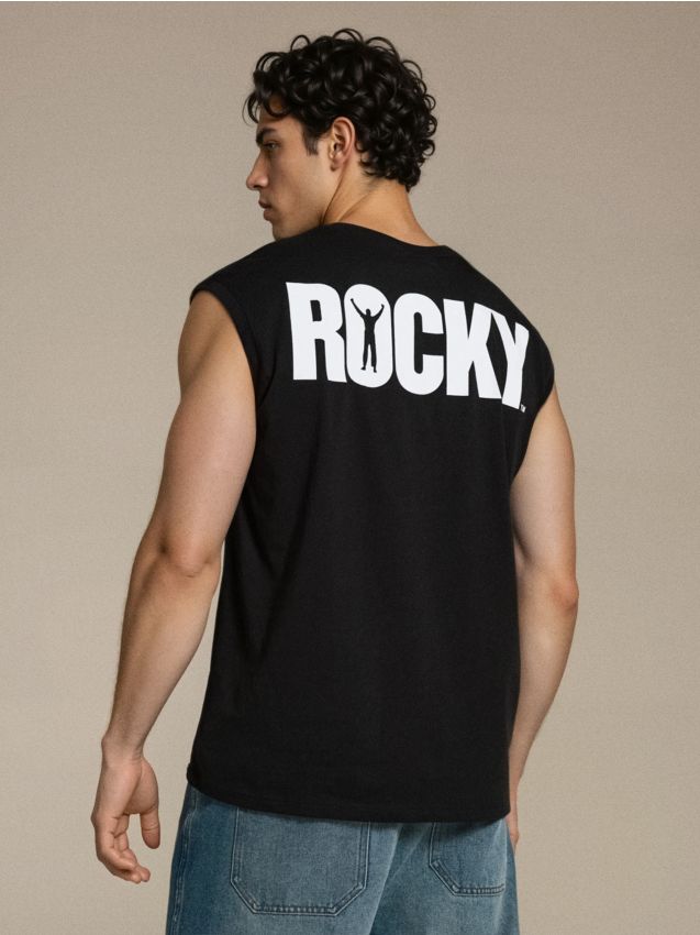 Sinsay - Tricou din bumbac cu imprimeu Rocky Balboa - negru