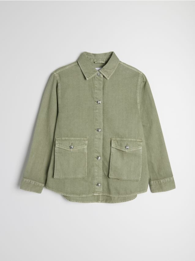 Giacca di jeans con bottoni decorativi - verde