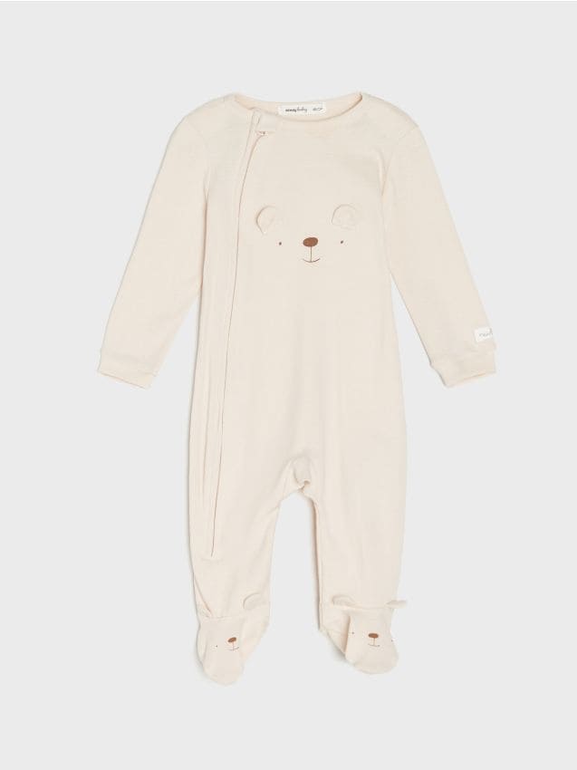 Sinsay - Bavlnené dupačky s 3D aplikáciami na zips - telová